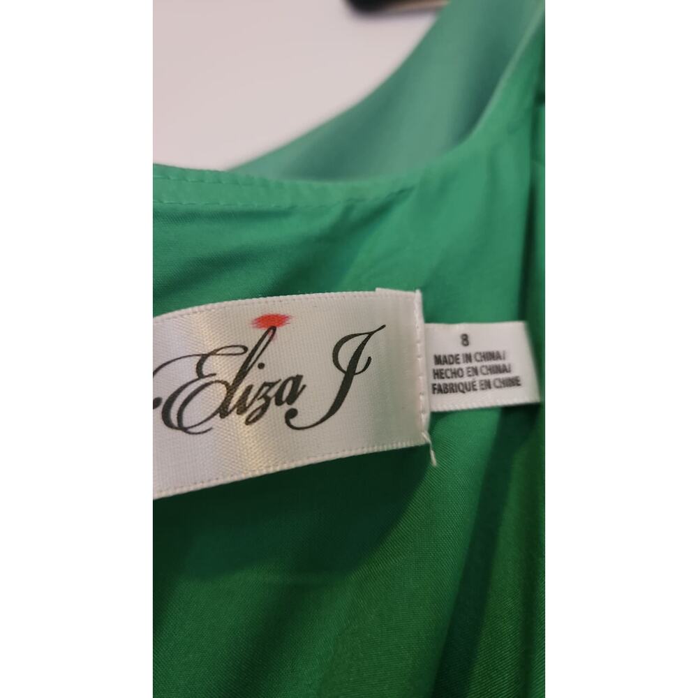 Eliza J Petite Square-Neck Satin Asymmetric Hem Dress - Picture 5 of 7